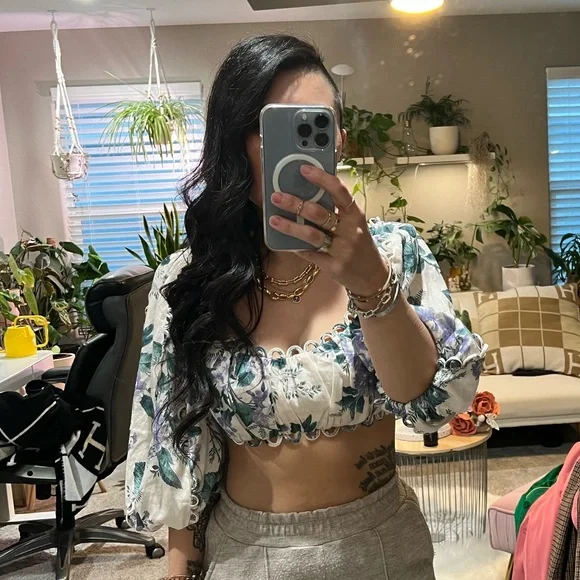 Zimmermann Exclusive Mytheresa – Cassia floral linen crop top - Picture 4 of 12